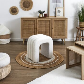 Pouf Arc Bouclette "Archy" 42cm Blanc