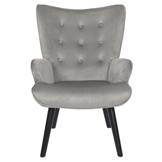 Fauteuil en Velours Côtelé "Giulia" 96cm Gris