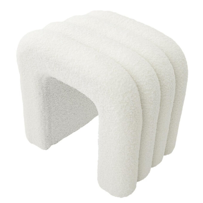 Pouf Arc Bouclette "Archy" 42cm Blanc