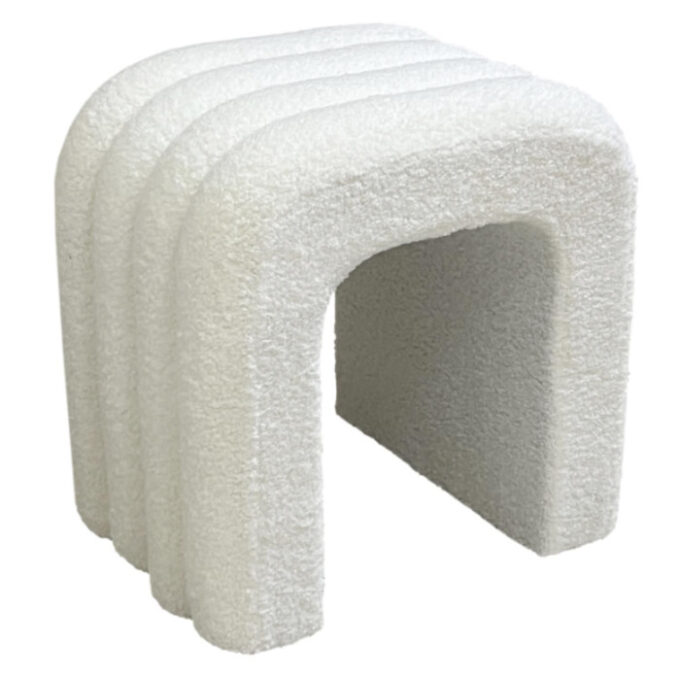 Pouf Arc Bouclette "Archy" 42cm Blanc