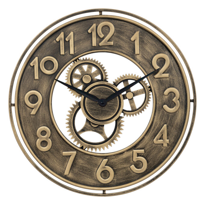 Horloge mécanique "Jacob" Métal, Bois, D.48 cm