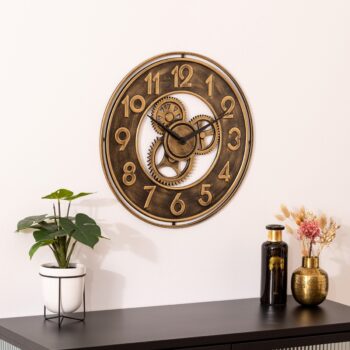 Horloge mécanique "Jacob" Métal, Bois, D.48 cm