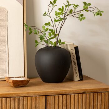 Vase boule "Rily" Céramique, Noir, H.22 cm
