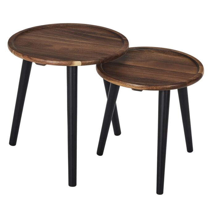 Table gigogne rond acacia x2