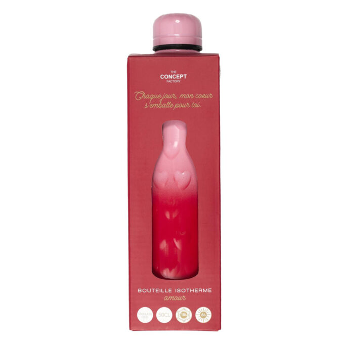 Bouteille Isotherme Embossée "Cœur" 50cl Rouge & Rose