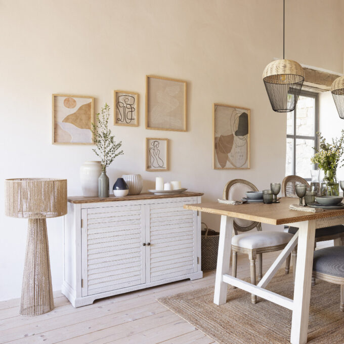 Lampadaire droit Aidra haut 97 cm naturel