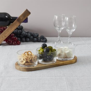 Service Apéritif 4 Pièces "Nala" 31cm Marron