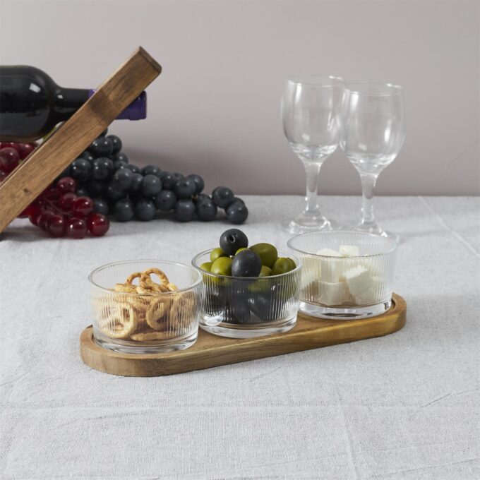 Service Apéritif 4 Pièces "Nala" 31cm Marron