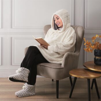 Sweat à Capuche "Fausse Fourrure" 85x118cm Blanc
