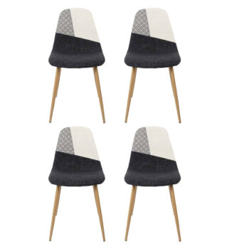 Lot de 4 Chaises Patchwork "First" 83cm Noir & Blanc