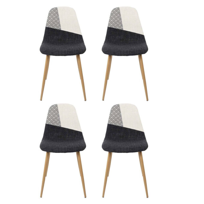 Lot de 4 Chaises Patchwork "First" 83cm Noir & Blanc