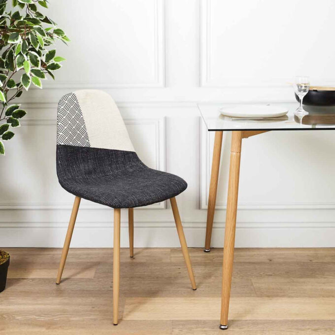 Lot de 4 Chaises Patchwork "First" 83cm Noir & Blanc