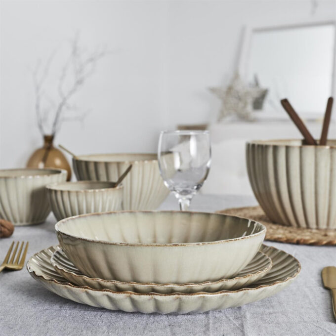 Lot de 6 Assiettes Creuses "Vlora" 25cm Beige