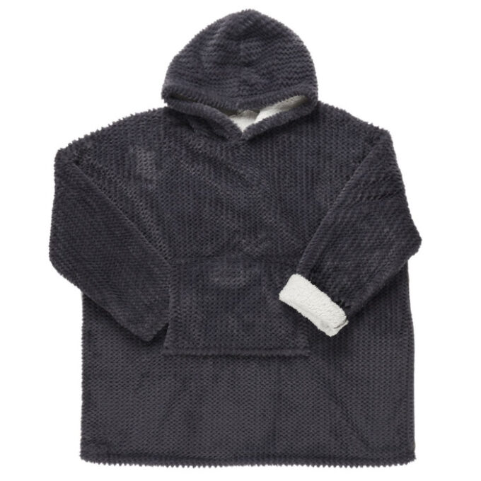 Plaid Sweat à Capuche "Chevron" 85x115cm Gris Foncé