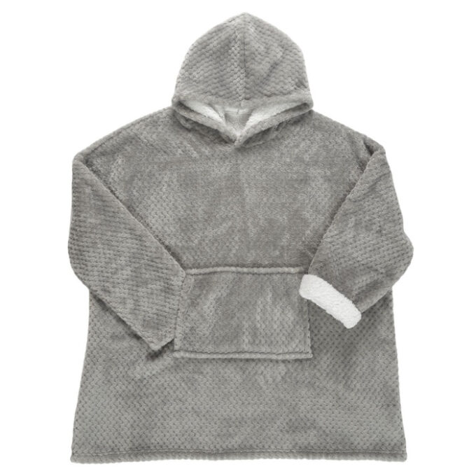 Plaid Sweat à Capuche "Nid d'Abeille" 85x118cm Gris