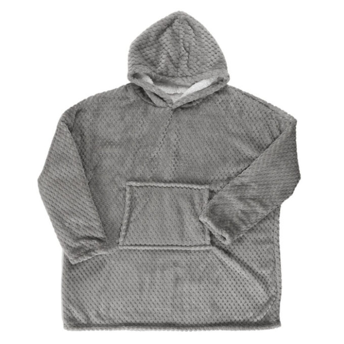 Plaid Sweat à Capuche "Nid d'Abeille" 85x118cm Gris