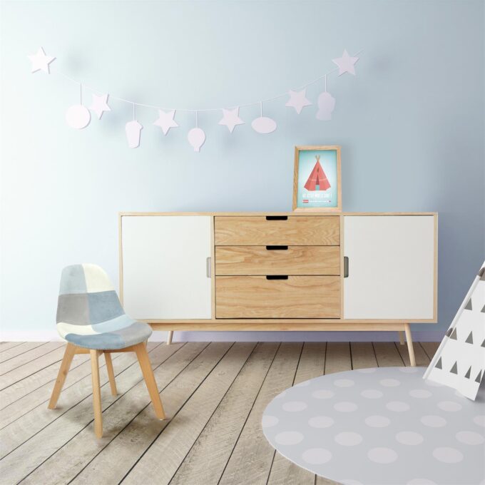 Chaise patchwork Leonie bleu pour enfant Bleu