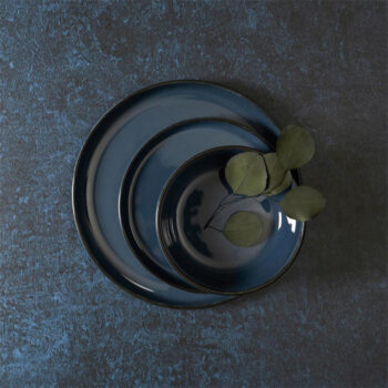Service de Table 12 Pièces "Grès du Temps" 27cm Bleu