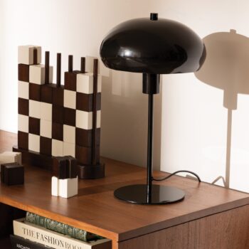 Lampe champignon à poser "Savio" Noir, H. 38 cm