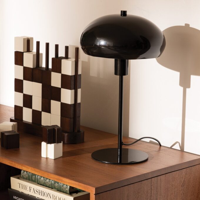 Lampe champignon à poser "Savio" Noir, H. 38 cm