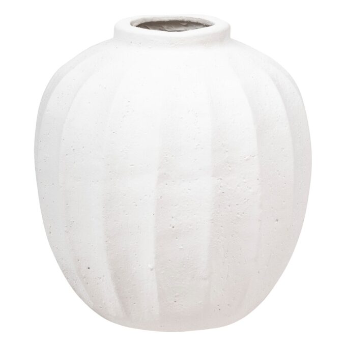 Vase boule "Amia" Céramique, Blanc, H.28 cm