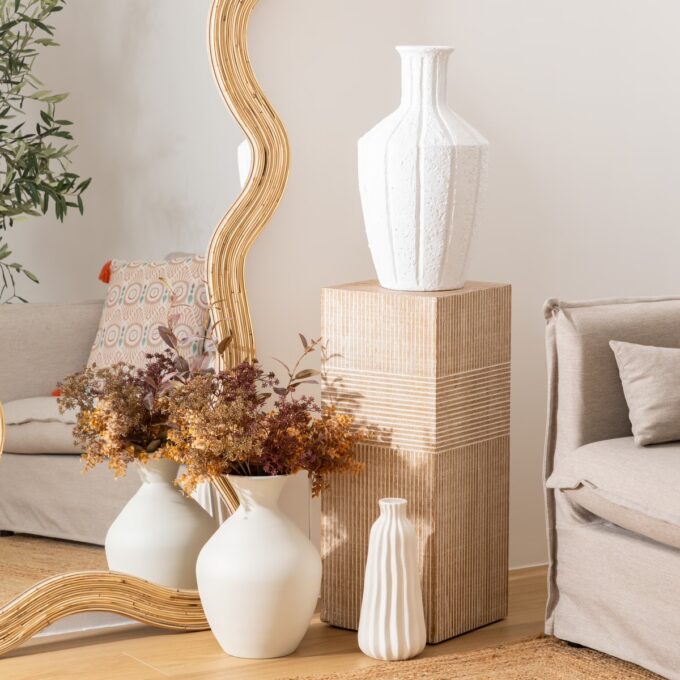 Vase antique "Nolwi" Céramique, Blanc, H.48 cm