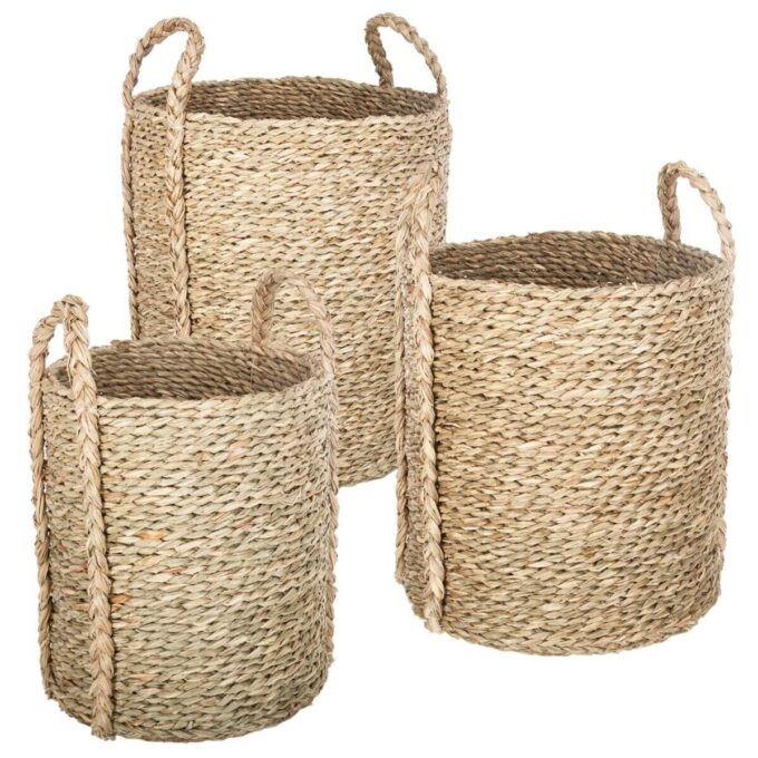 Set de 3 paniers à anses ronds D.22/26/34 cm