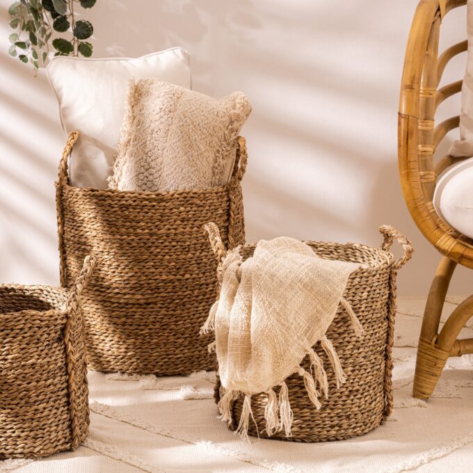 Set de 3 paniers à anses ronds D.22/26/34 cm