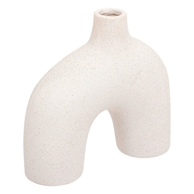 Vase arc "Asy" Céramique blanc, H.25 cm