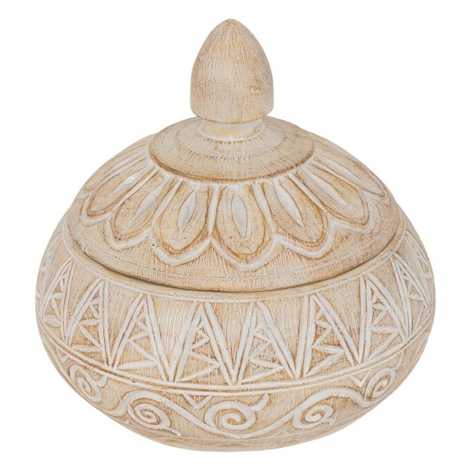 Boîte déco "Oriental" Résine, Beige, 15,5x14,5 cm