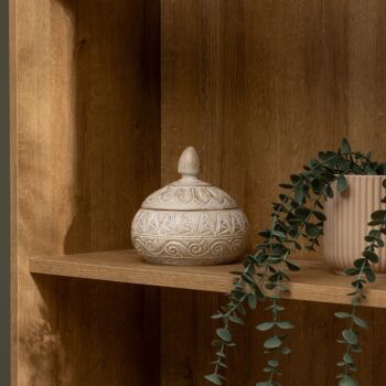 Boîte déco "Oriental" Résine, Beige, 15,5x14,5 cm