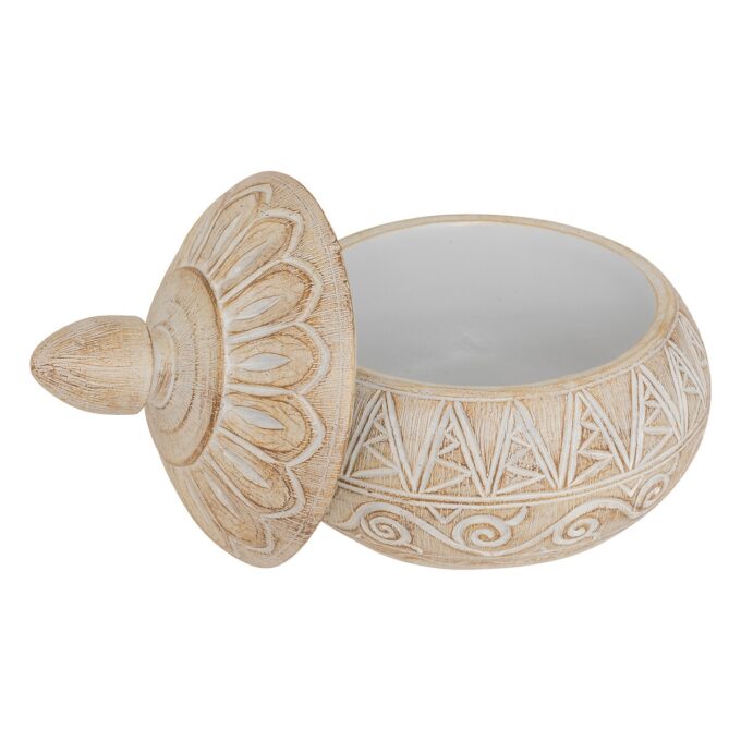 Boîte déco "Oriental" Résine, Beige, 15,5x14,5 cm