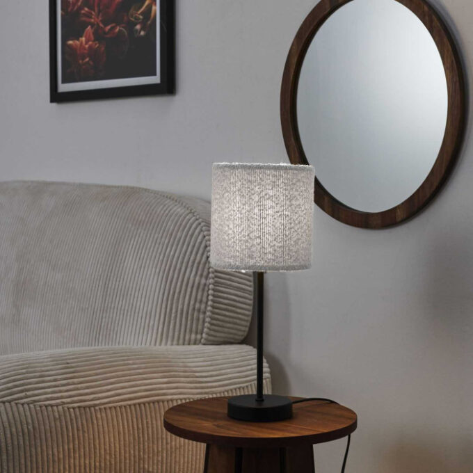Lampe à Poser en Tissu "Bouclette" 38cm Naturel