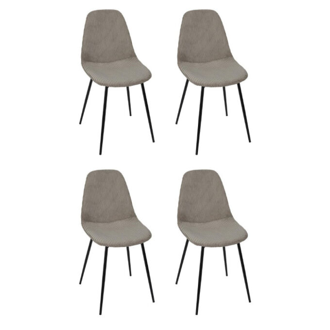 Lot de 4 Chaises Côtelé "Scott" 85cm Taupe