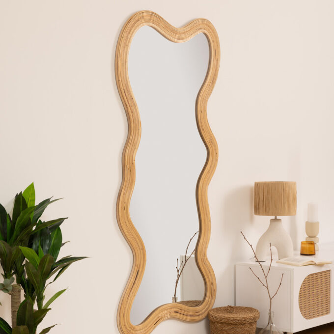 Miroir organique "Maggie" Rotin, 179x86 cm