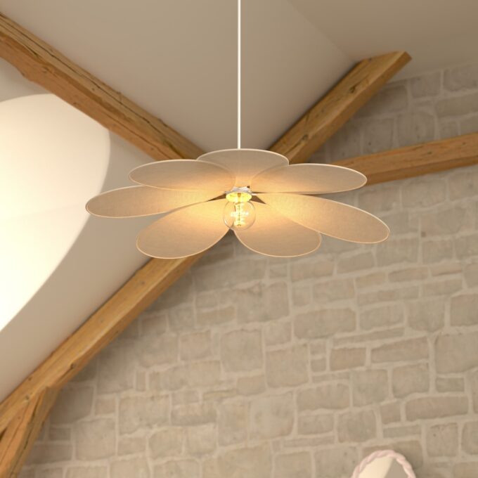 Suspension pétales "Naya" Beige, D. 100 cm