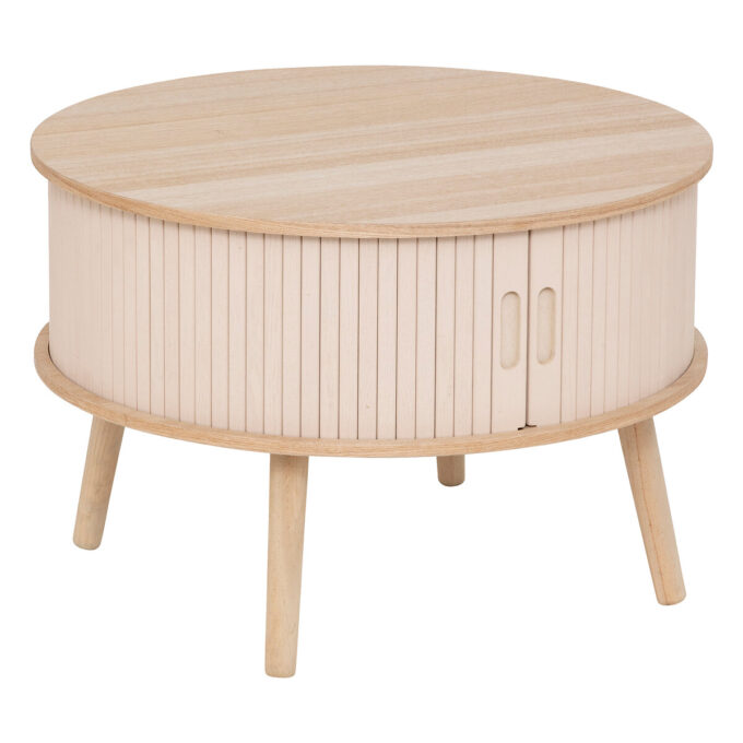 Table basse 2 portes "Nysos" Crème, 60x60x40,7 cm