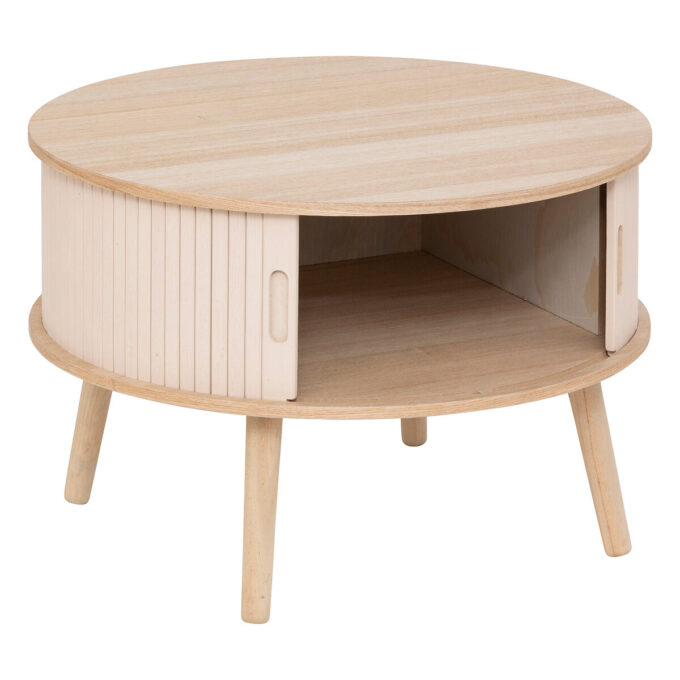 Table basse 2 portes "Nysos" Crème, 60x60x40,7 cm