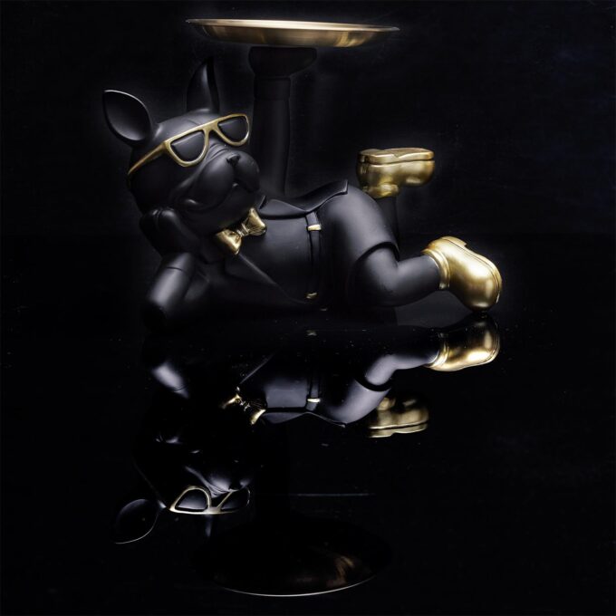 Vide-Poche Statue "Bulldog" 27cm Noir
