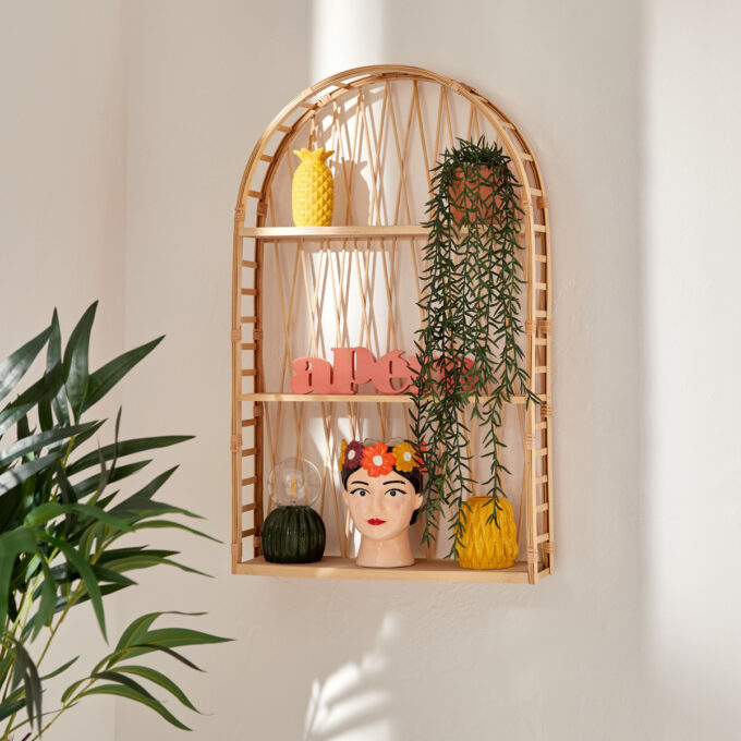 Etagère murale "Anahi" Bambou, Beige, 74x45 cm