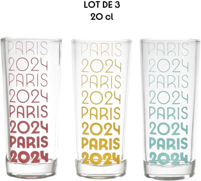 Lot de 3 Verres Tubo Coffret, 20 cl, Produit Officiel sous Licence, Design moderne